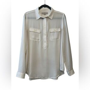 Loft Sheer Blouse with roll Tab Sleeves M